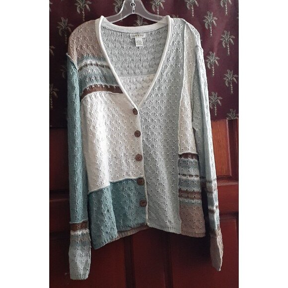 Orvis Sweaters - Orvis Colorblock Cardigan Sweater Y2K  Button Front Patchwork Vintage L